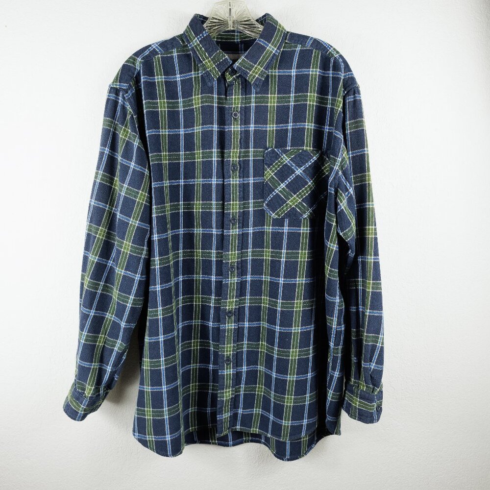 Carhartt Men’s XL Blue Green Plaid Flannel Long Sleeve Button Up Shirt Extra L